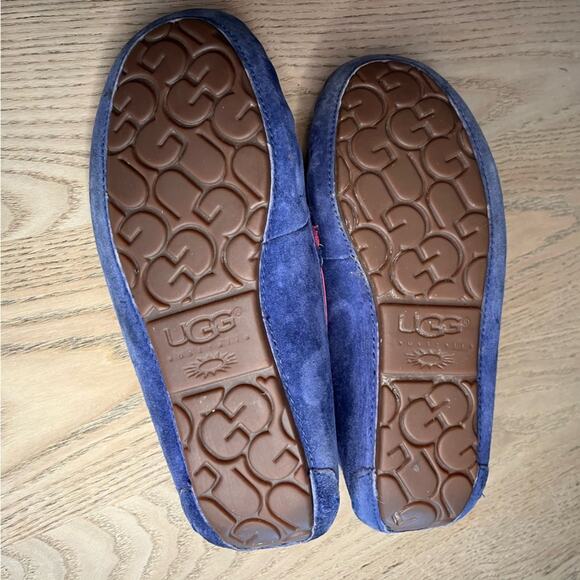 UGG Dakota Suede Mocassin Shearling Lined Slippers Purple Pink Women’s Size 7 - Picture 10 of 11